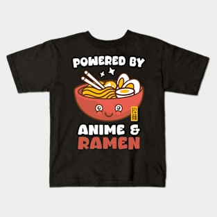 Powered By Anime &  Ramen Kawaii Japanese Kids T-Shirt